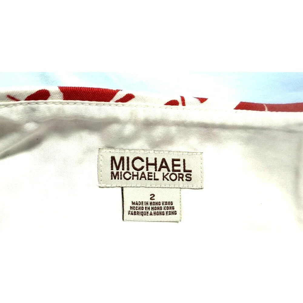 Michael Kors Size 2 Skirt Sequins Orange White Bamboo Pattern Fully Lined EUC